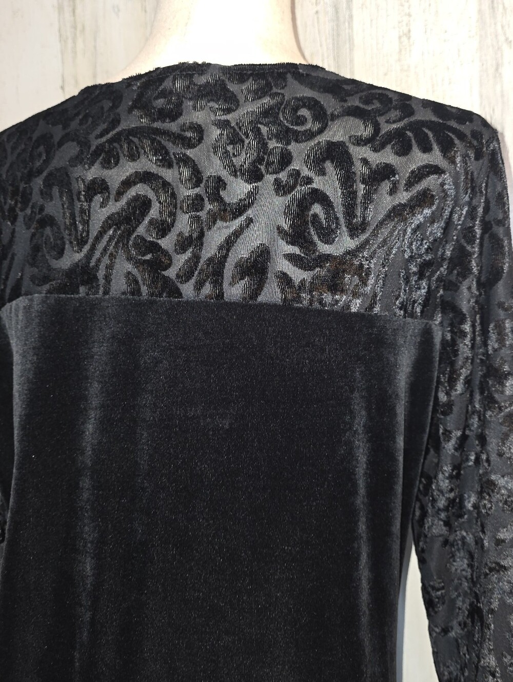Vintage Diane von Furstenberg DVF Black Velvet Burnout Maxi Dress M Whimsy Goth - Picture 5 of 11